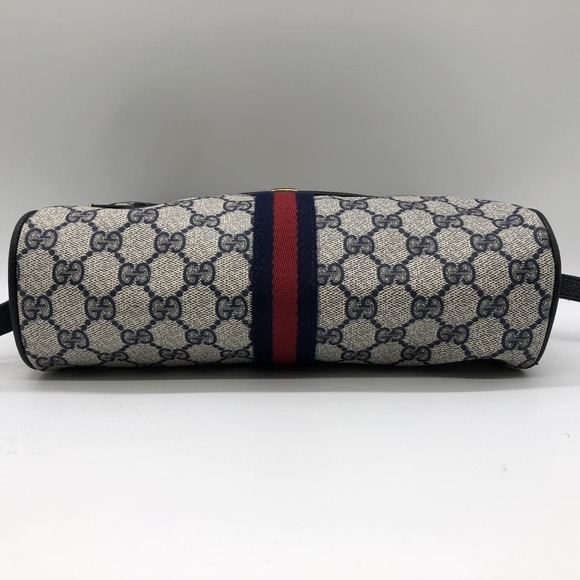 GUCCI 010 378 Shoulder Bag GG Supreme Sherry Leather Navy Old Gucci Women's M... - Picture 3 of 11